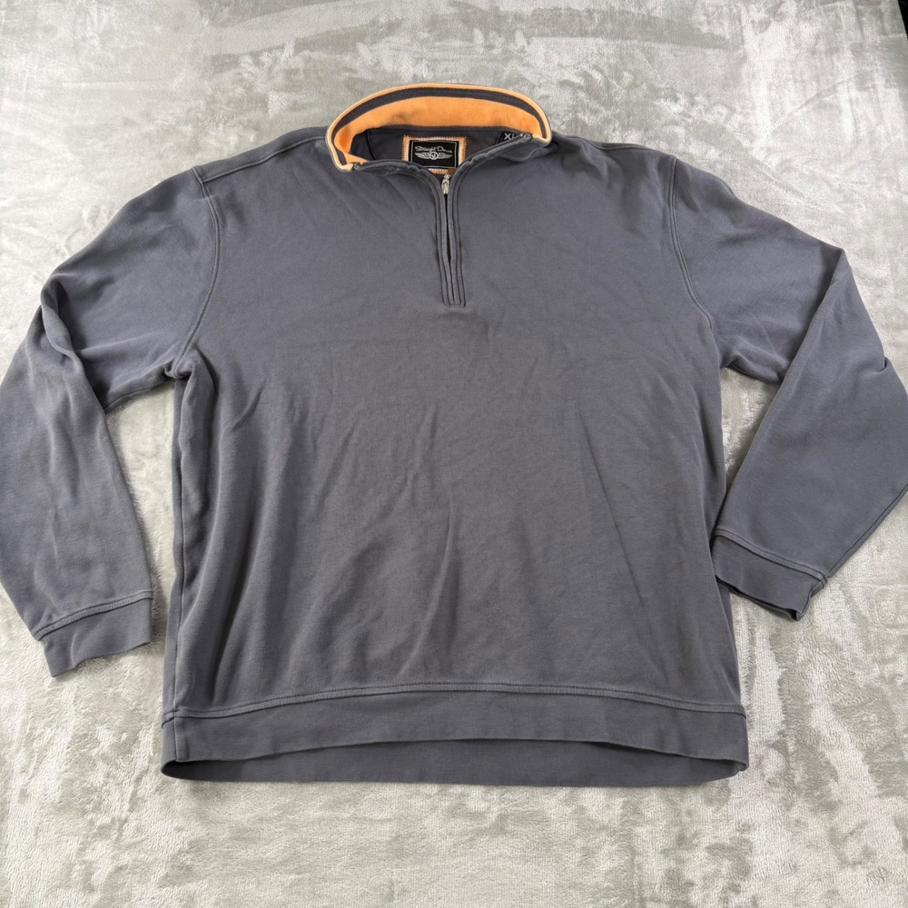 Straight Down Mens XL Quarter Zip Pullover Charcoal Grey PimaCotton Golf Sweater